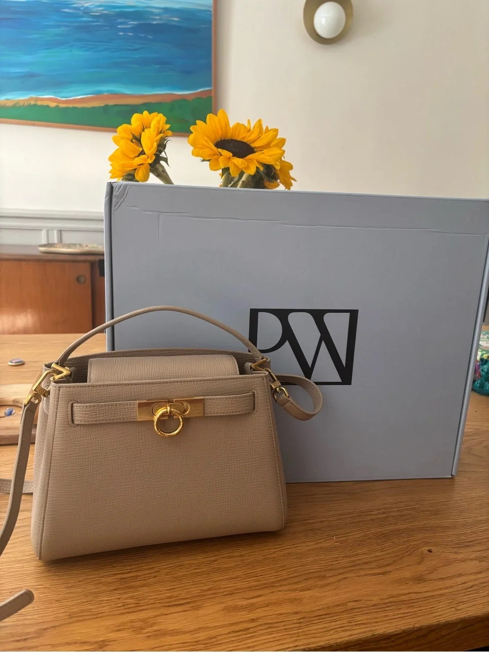 Parisa Wang Taupe Madison Leather Top-Handle Bag